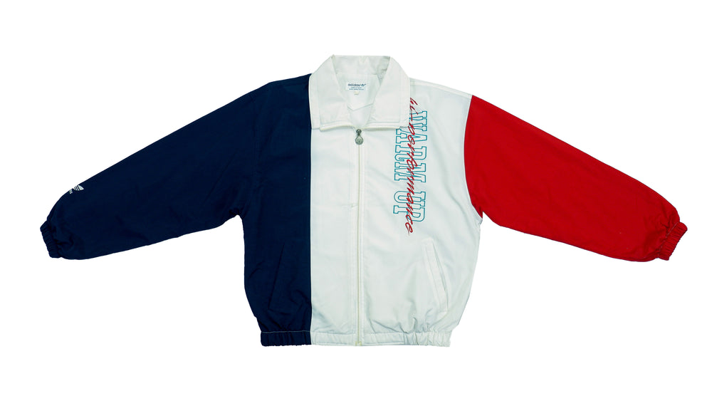 Adidas - White, Red & Blue Warm Up Windbreaker 1990s Medium Vintage Retro 