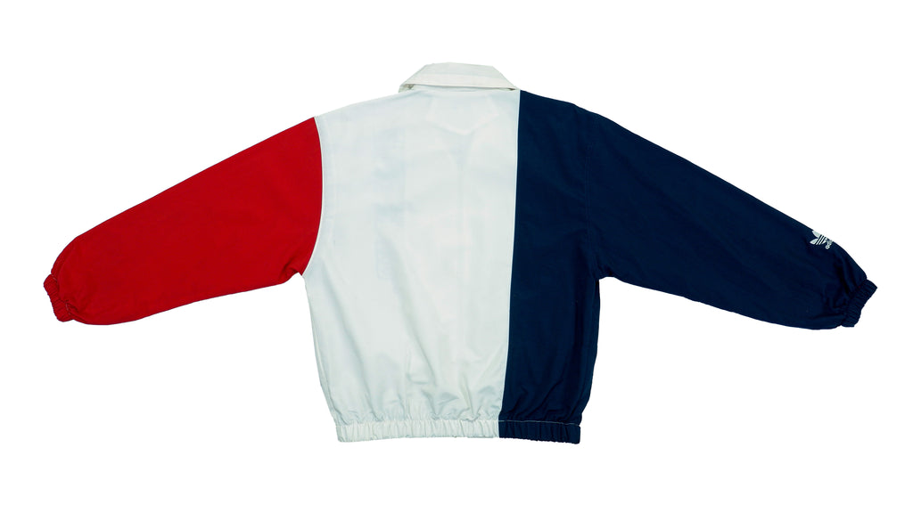 Adidas - White, Red & Blue Warm Up Windbreaker 1990s Medium Vintage Retro 