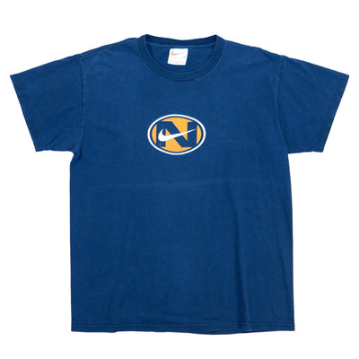 Nike - Blue Big Logo T-Shirt 1990s Medium