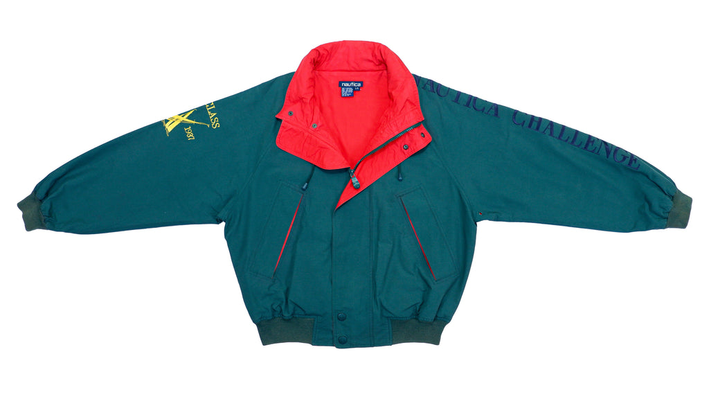 Nautica - Green with Red Big Spell-Out Nautica Challenge Jacket 1990s Large Vintage Retro 
