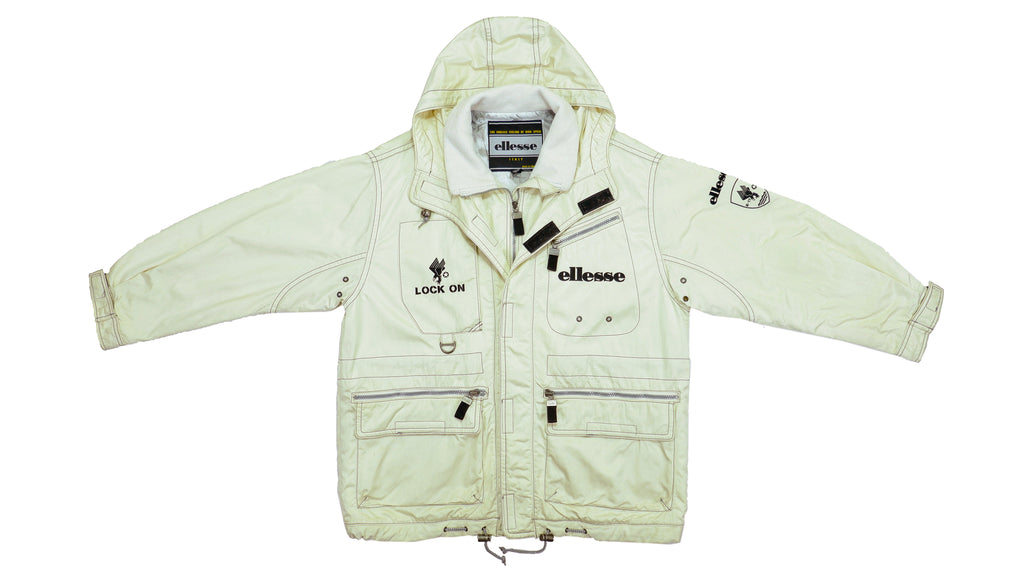 Ellesse - White Lock On Hooded Ski Jacket 1990s Large Vintage Retro 