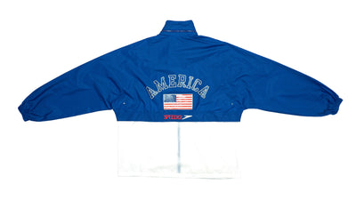 Speedo - Blue & White Packable Windbreaker 1990s X-Large