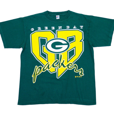 NFL (The Game) - Green Bay Packers Green T-Shirt 1990s Large