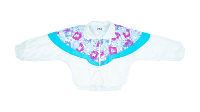 FILA - White & Teal Made in Italy Windbreaker 1990s Medium-Large