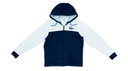 Lacoste - Blue & White Zip-up Sweatshirt 1990s Medium Vintage Retro