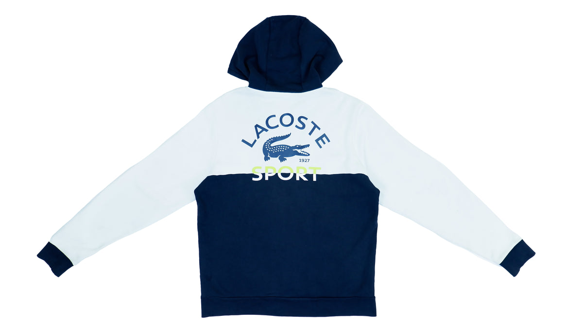 Lacoste - Blue & White Zip-up Sweatshirt 1990s Medium Vintage Retro