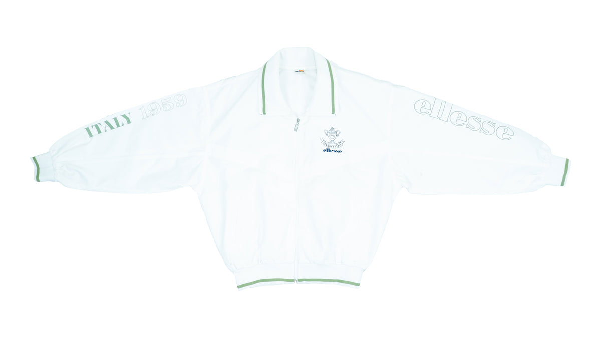 Ellesse - White Perugia Italia Spell-Out Bomber Jacket 1990s Medium