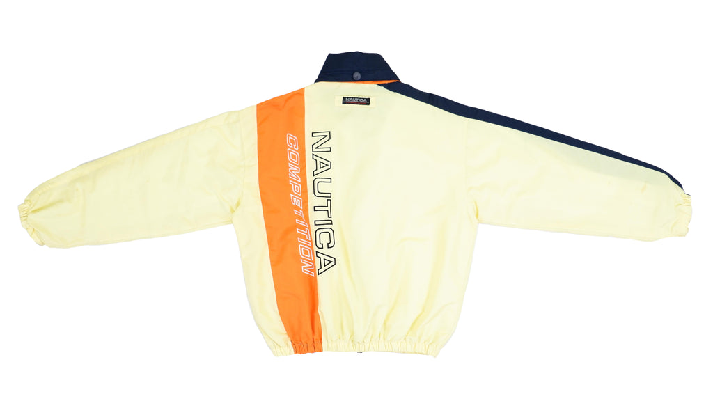 Retro Vintage Nautica - Tricolor Yellow, Navy, and Orange Competition Sailing Jacket 1990s X-Large