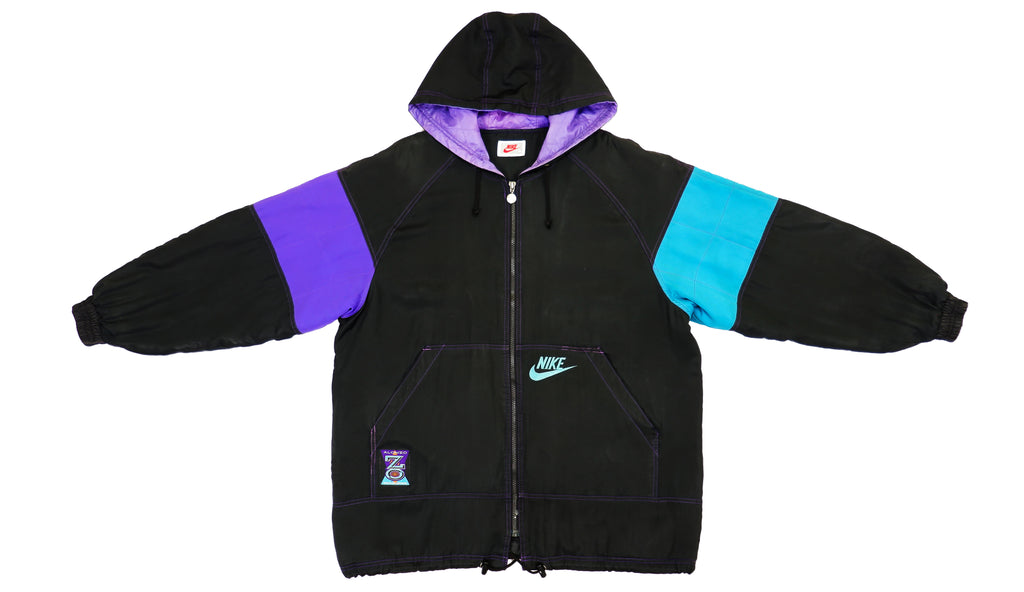 Vintage Retro Nike - Black, Purple & Blue Alonzo Mourning Coat 1990s Large