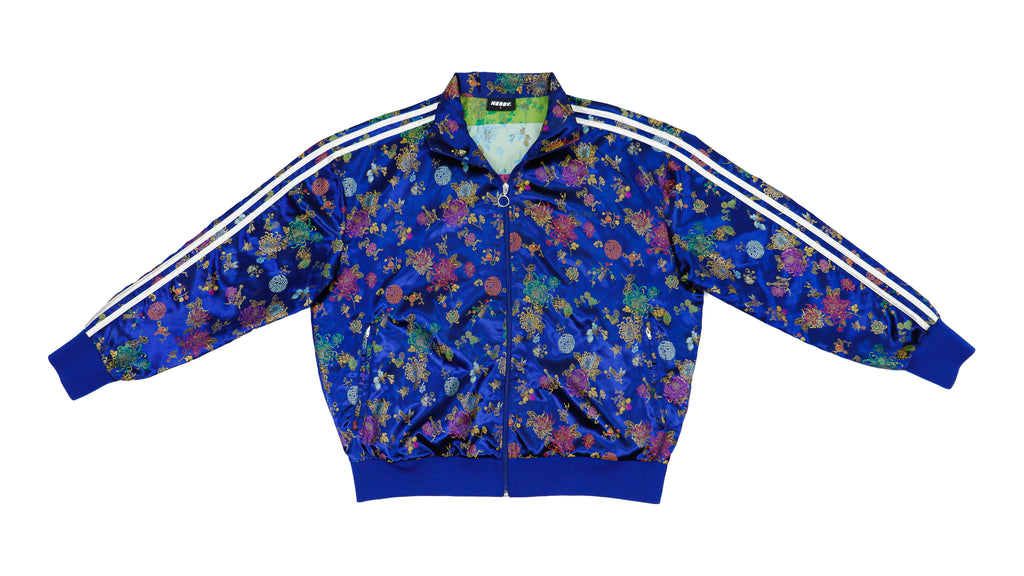 Vintage (Nerdy) - Blue Patterned Zip-Up Jacket X-Large Vintage Retro