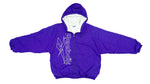 Vintage Retro Reebok Purple Spell Out Hooded Jacket 1990s Large