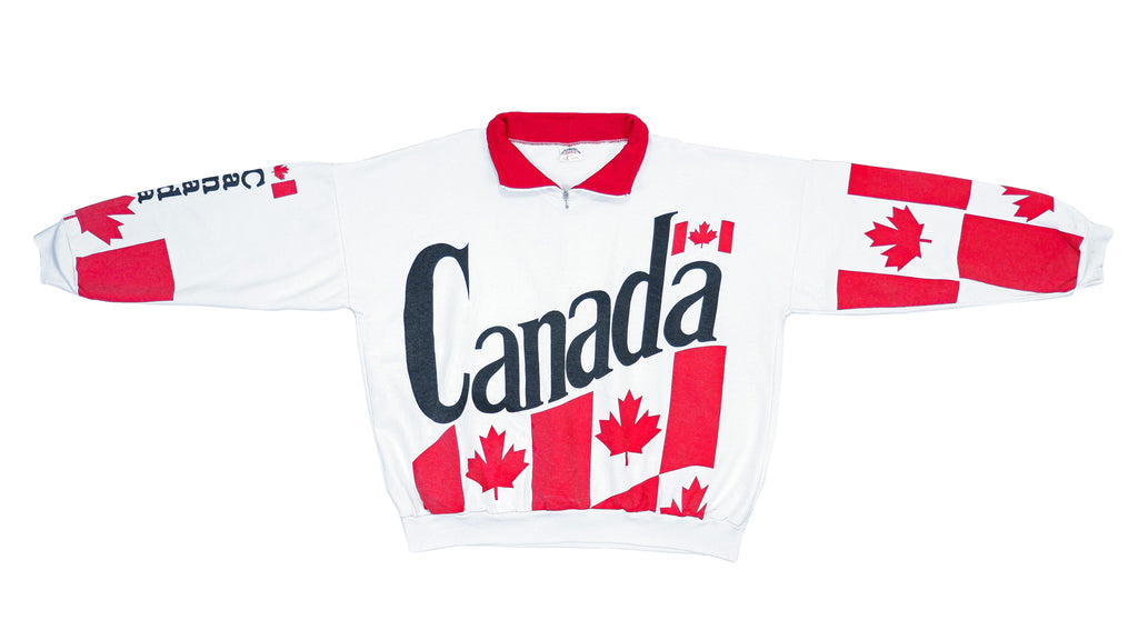 Vintage - White Canada Spell-Out Sweatshirt 1990s X-Large Vintage Retro
