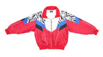 Asics - Red Pattern Colorblock Windbreaker 1990s Medium Vintage Retro