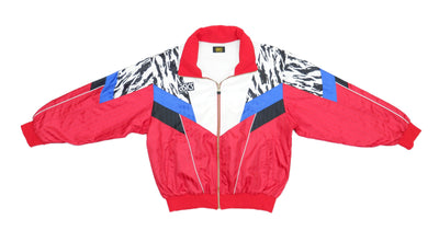 Asics - Red Pattern Colorblock Windbreaker 1990s Medium