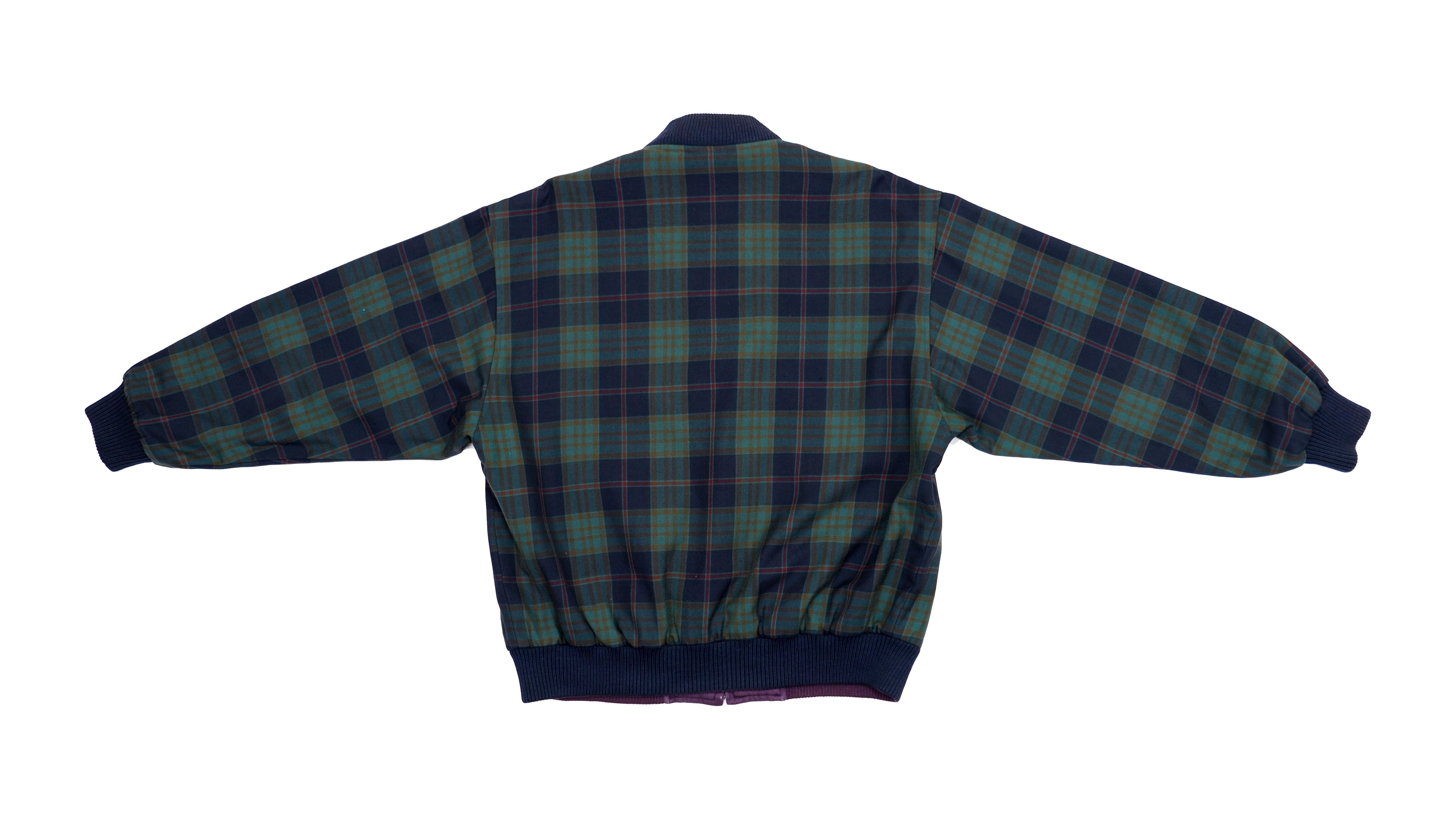Ellesse - Reversible Purple and Checkered Bomber Jacket 1990s Medium