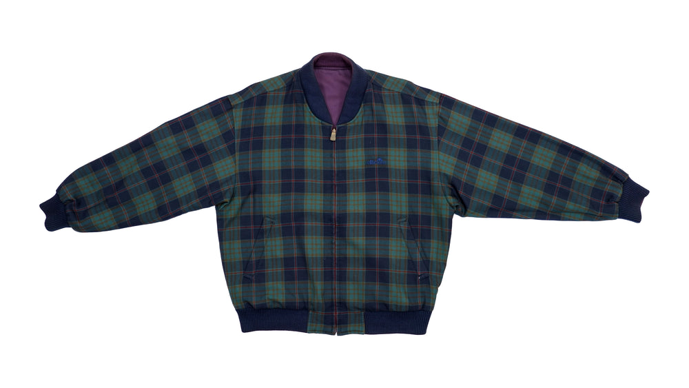 Ellesse - Reversible Purple and Checkered Bomber Jacket 1990s Medium