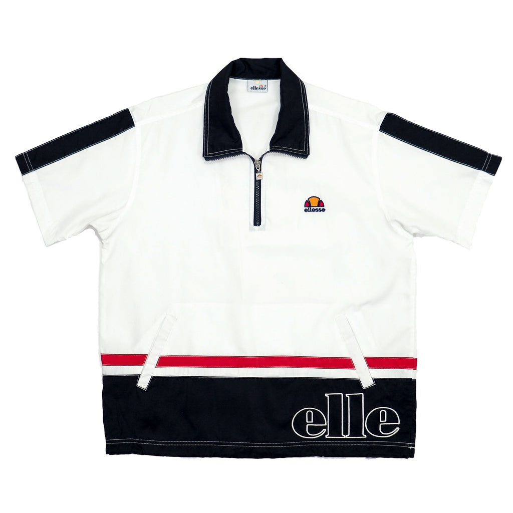 Ellesse - White Short-Sleeve 1/4-Zip Track Top 1990s Large