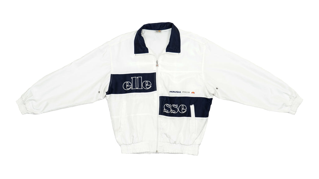 Ellesse - White & Black Colorblock Spell-Out 1990s Large Vintage Retro