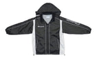 Champion - Black and White Hooded Windbreaker 1990s Medium