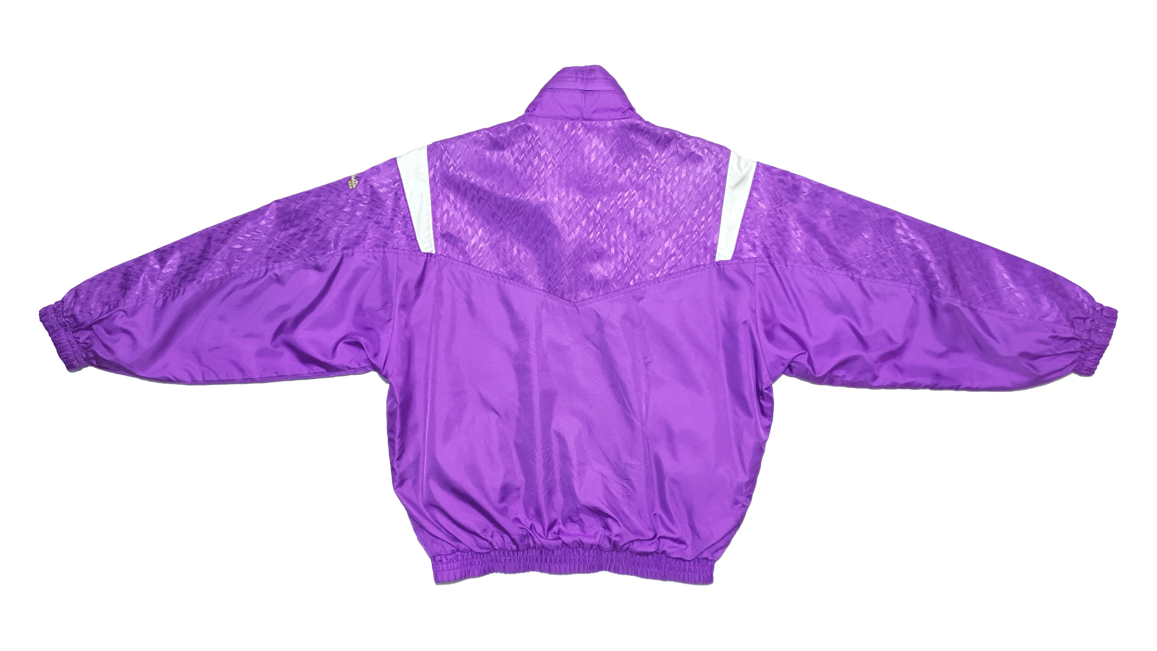 Champion - Purple Zipper-Button Windbreaker 1980s Large