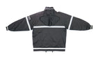Champion - Black and White Hooded Track Jacket with Cinch Waist 1990s Large