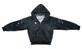 Champion - Black Hooded Bomber Jacket 1990s Large