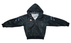 Champion - Black Hooded Bomber Jacket 1990s Large