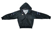 Champion - Black Hooded Bomber Jacket 1990s Large