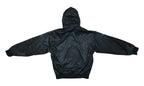 Champion - Black Hooded Bomber Jacket 1990s Large